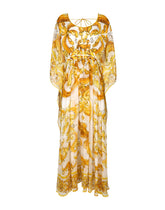 Long silk chiffon dress with majolica print -  | Dolce &amp; Gabbana