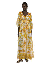 Long silk chiffon dress with majolica print -  | Dolce &amp; Gabbana