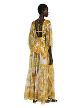 Long silk chiffon dress with majolica print -  | Dolce &amp; Gabbana
