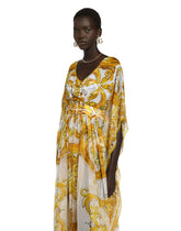 Long silk chiffon dress with majolica print -  | Dolce &amp; Gabbana