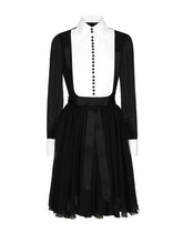 Chiffon midi shirt dress with piqué cuffs and shirt front -  | Dolce &amp; Gabbana