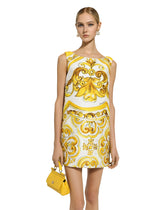 Short majolica-print brocade dress -  | Dolce &amp; Gabbana