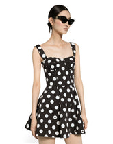 Cotton drill corset minidress with polka-dot print -  | Dolce &amp; Gabbana