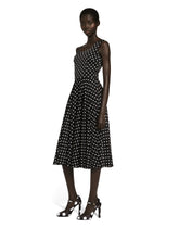 Silk charmeuse calf-length circle-skirt dress with polka-dot print -  | Dolce &amp; Gabbana