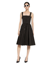 Calf-length cotton dress with polka-dot print -  | Dolce &amp; Gabbana