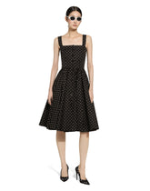 Calf-length cotton dress with polka-dot print -  | Dolce &amp; Gabbana
