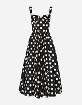 Cotton calf-length corset dress with polka-dot print -  | Dolce &amp; Gabbana
