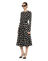 Charmeuse calf-length circle-skirt dress with polka-dot print -  | Dolce &amp; Gabbana