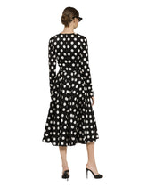 Charmeuse calf-length circle-skirt dress with polka-dot print -  | Dolce &amp; Gabbana