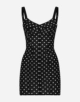 Polka-dot marquisette minidress with corset details -  | Dolce &amp; Gabbana