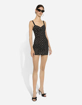 Polka-dot marquisette minidress with corset details -  | Dolce &amp; Gabbana