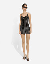 Polka-dot marquisette minidress with corset details -  | Dolce &amp; Gabbana