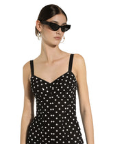 Polka-dot marquisette minidress with corset details -  | Dolce &amp; Gabbana