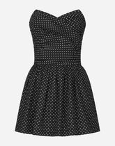 Cotton bustier minidress with polka-dot print -  | Dolce &amp; Gabbana