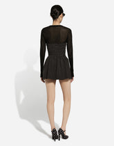 Cotton bustier minidress with polka-dot print -  | Dolce &amp; Gabbana