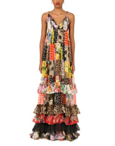 Long floral-print patchwork chiffon dress -  | Dolce & Gabbana