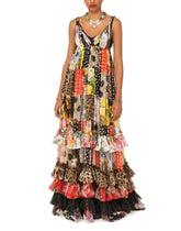 Long floral-print patchwork chiffon dress -  | Dolce & Gabbana
