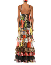 Long floral-print patchwork chiffon dress -  | Dolce & Gabbana