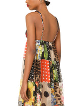 Long floral-print patchwork chiffon dress -  | Dolce & Gabbana