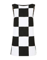 Sleeveless damier dress in patchwork jacquard -  | Dolce & Gabbana