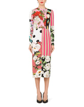 Calf-length patchwork-print charmeuse dress -  | Dolce &amp; Gabbana