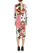 Calf-length patchwork-print charmeuse dress -  | Dolce &amp; Gabbana