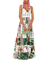 Long sleeveless patchwork poplin dress -  | Dolce & Gabbana