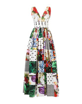 Long sleeveless patchwork poplin dress -  | Dolce & Gabbana