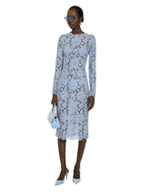 Long-sleeved calf-length dress in branded stretch lace -  | Dolce &amp; Gabbana