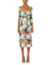 Hydrangea-print calf-length cady dress -  | Dolce & Gabbana