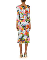 Hydrangea-print calf-length cady dress -  | Dolce & Gabbana