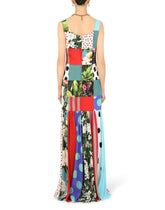 Long patchwork charmeuse and georgette dress -  | Dolce & Gabbana