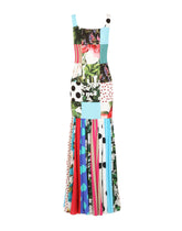 Long patchwork charmeuse and georgette dress -  | Dolce & Gabbana