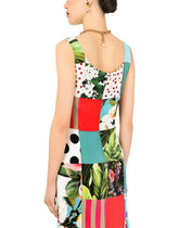 Long patchwork charmeuse and georgette dress -  | Dolce & Gabbana