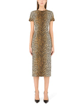Charmeuse calf-length dress with ocelot print -  | Dolce & Gabbana