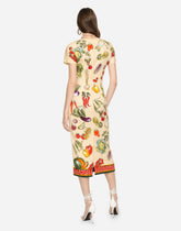 Vegetable-print charmeuse midi dress -  | Dolce & Gabbana