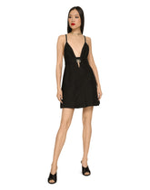Short jacquard dress with crystal-embellished DG logo -  | Dolce & Gabbana