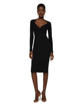 Jersey calf-length dress with sweetheart neckline -  | Dolce &amp; Gabbana