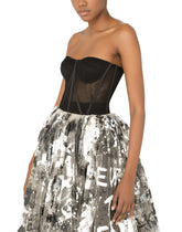 50s-style tulle midi dress with DG graffiti print -  | Dolce & Gabbana