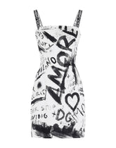 Short charmeuse dress with DG graffiti print -  | Dolce & Gabbana