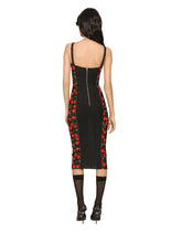 Cherry-print stretch calf-length corset dress -  | Dolce & Gabbana