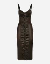 Glossy satin calf-length corset dress -  | Dolce &amp; Gabbana