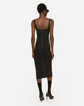 Glossy satin calf-length corset dress -  | Dolce &amp; Gabbana