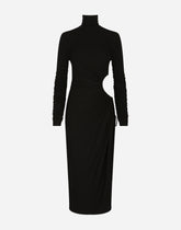 High-necked jersey calf-length dress with cut-out -  | Dolce &amp; Gabbana