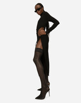 High-necked jersey calf-length dress with cut-out -  | Dolce &amp; Gabbana