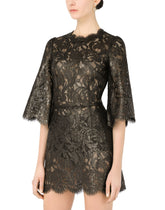 Short laminated lace dress -  | Dolce &amp; Gabbana