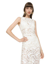 Laminated lace calf-length dress -  | Dolce & Gabbana