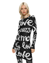 Short power jersey dress with graffiti logo print -  | Dolce & Gabbana