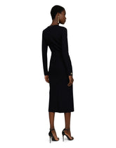 Long-sleeved jersey calf-length dress with DG embellishment -  | Dolce &amp; Gabbana