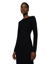 Long-sleeved jersey calf-length dress with DG embellishment -  | Dolce &amp; Gabbana